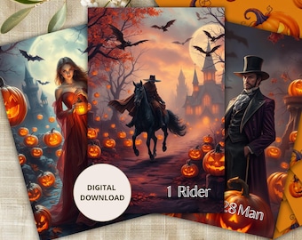 Halloween Lights Lenormand Oracle Cards, Printable Cozy Autumn Deck with 36 Mini Cards, Digital