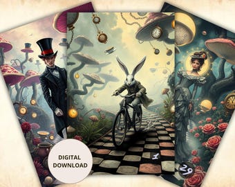 Whispers of Wonderland Lenormand Oracle Cards, Printable Alice Fairytale Deck, Digital PDF Download