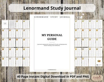 Lenormand Study Journal PDF, Printable Oracle Workbook, 36 Cards Meaning Guide, Digital Notebook