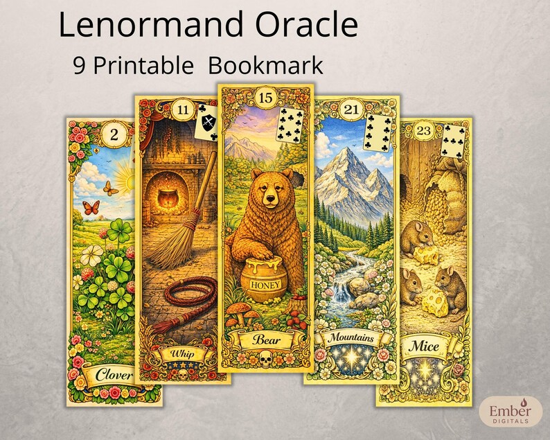 Key Lenorm Printable Fortune & Success Bookmarks, Lenormand Symbol Stationery ...