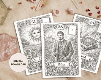 Printable Lenormand Oracle Deck — Black & White Cards (Digital Download)