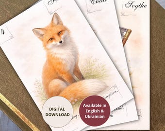 Printable Lenormand Deck with Meanings, Bilingual English Ukrainian Oracle Cards Digital Download PDF