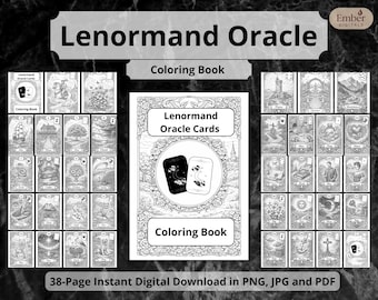 Printable Lenormand Oracle Coloring Book – 38-Page Printable Card Deck, Anti-Stress (Digital Download, ZIP Archive)
