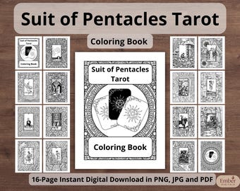 Printable Tarot Suit of Pentacles Coloring Pages, Abundance Manifestation Journal, Digital PDF