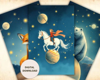 Little Prince Lenormand Oracle Cards, Printable Starry Fairytale Deck with 36 Mini Cards, PDF