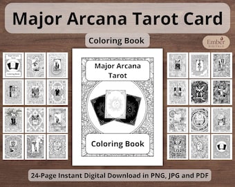 Printable Tarot Major Arcana Coloring Pages, Anti Stress Spirit Journal, Digital PDF