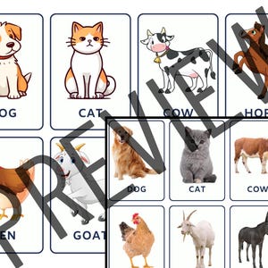 Cartões de memória imprimíveis Montessori Animais, download digital para crianças, pdf Aprendizagem para impressão, folhas de educação domiciliar, cartões de jogo sensorial, educacional