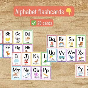 Tarjetas con el alfabeto para imprimir, descarga digital, PDF, alfabeto inglés, tarjetas imprimibles con el alfabeto, alfabeto para niños pequeños, aprendizaje de letras