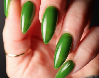 Eowyn: Medium Green Jelly Nail Polish, 21-Free, Small Batch Handmade Lacquer