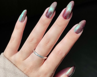 Prune the Nightshades: Reddish-Brown Magnetic Nail Polish w/ Green Shimmer, Summer in the Bog Collection,  21-free