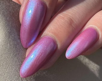 Ceaseless Mauv-els: Purple Mauve Nail Polish, Blue Shimmer, 21-Free Formula, Handmade Small Batch Lacquer