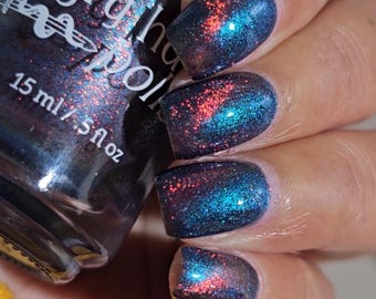 Derpy: Magnetic Blue-Orange Nail Polish, 21-Free, KPDH Collection, Handmade