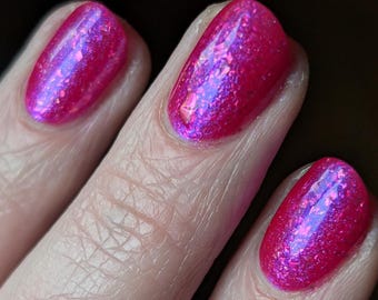 I Wanted to Set You Free: Juicy Magenta Flakey Nail Polish, Blue Shimmer, KPDH 2 Collection
