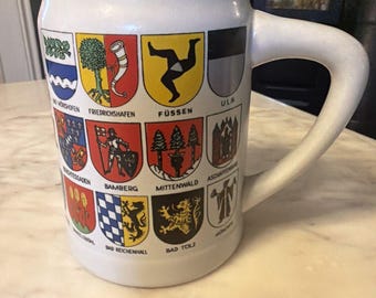 Bayern Ceramarte Stein Mug Beer Coat of Arms German Made in Brazil Stoneware