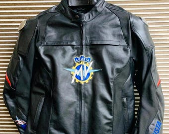 Mv Agusta Motorbike Racing Leather Jacket-cowhide Leather and