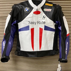 BMW Easyride Motorbike Racing Leather Jacket-Cowhide Leather And Certified Protectors-Free Shipping