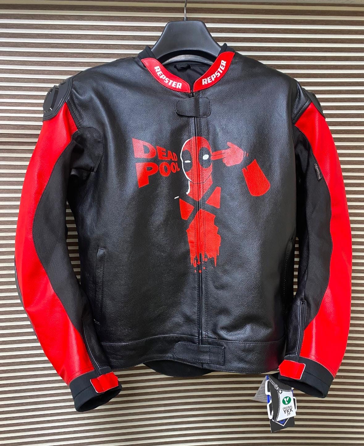 Deadpool Motorbike Racing Leather Jacket-cowhide Leather and Certified ...
