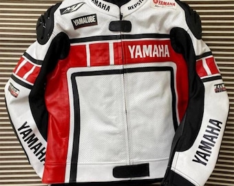 Yamaha Motorrad-Rennlederjacke – Rindsleder und zertifizierte Protektoren – Versandkostenfrei