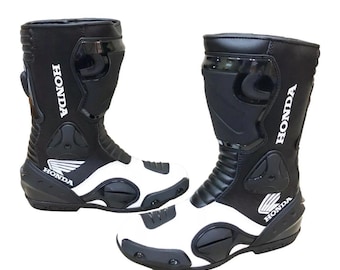 HONDA Motorrad Racing Lederstiefel-Rindsleder und zertifizierte Protektoren-Kostenloser Versand