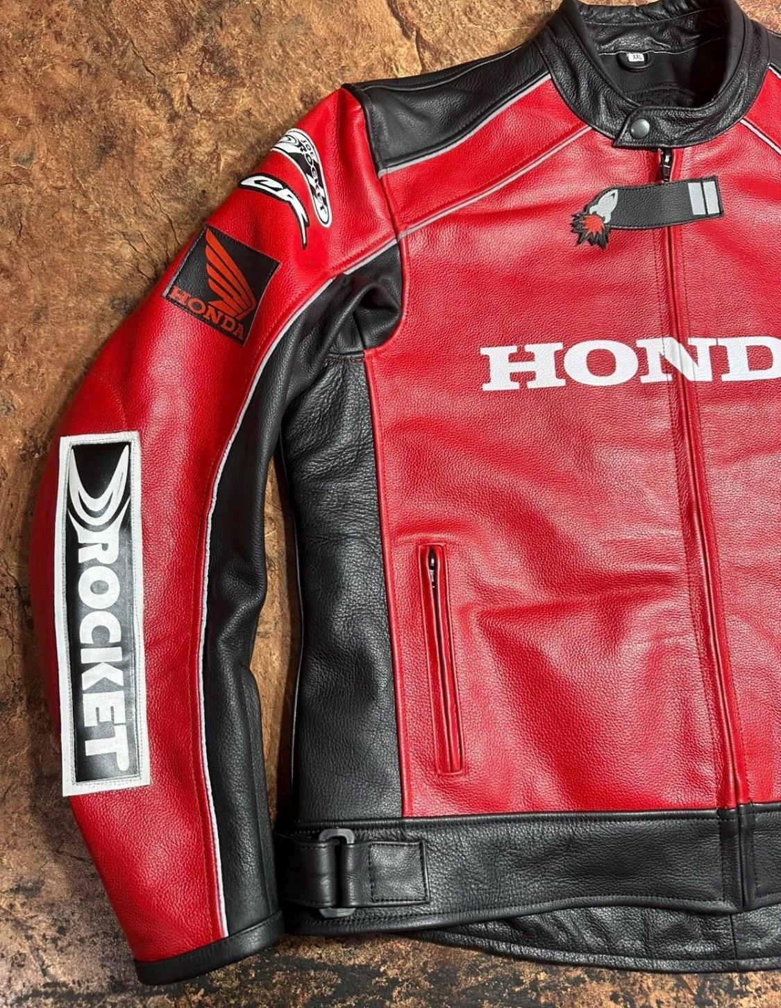 ホンダバイクレーシングレザージャケット - 牛革と認定プロテクター