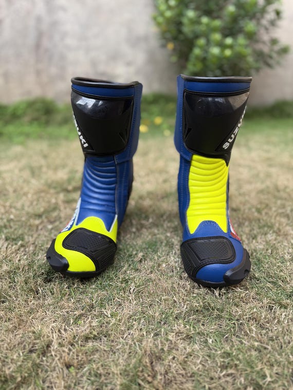 Bottes Moto Cuir Suzuki GSXR – Chaussures Course CE Niveau 1 – Toutes Pointures Dispo