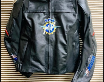 MV Agusta Motorrad-Rennlederjacke – Rindsleder und zertifizierte Protektoren – Versandkostenfrei
