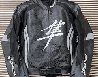 Suzuki Hayabusa Motorrad-Rennlederjacke – Rindsleder und zertifizierte Protektoren – Versandkostenfrei