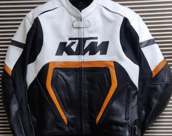 KTM Motorrad-Rennlederjacke – Rindsleder und zertifizierte Protektoren – Versandkostenfrei