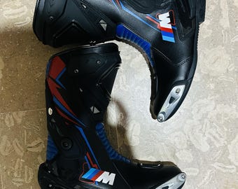 BMW Motorbike Racing Leather Boots-Cowhide Leather And Certified Protectors-Free Shipping