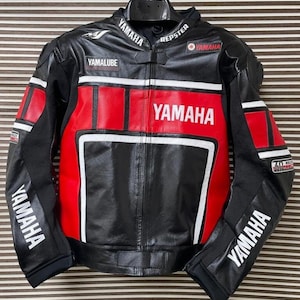 Yamaha Motorbike Racing Leather Jacket-Cowhide Leather And Certified Protectors-Free Shipping