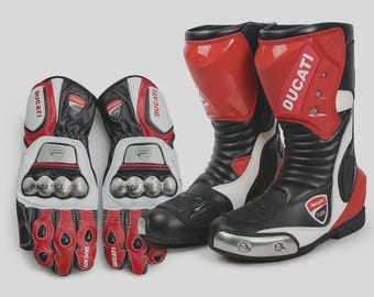 Ducati Motorrad-Rennset Handschuhe und Stiefel - Alle Größen