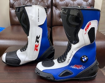 Bmw Motorrad Motorbike Racing Leather Boots-cowhide Leather and