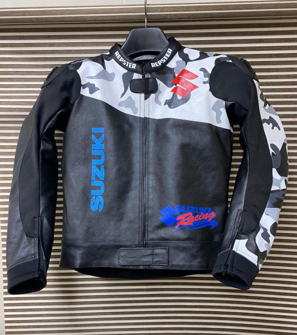 Racing Jacket Motorbike Jackets HONDA BLACK RED LEATHER RACING