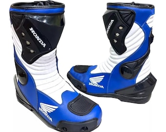 HONDA Motorrad Racing Lederstiefel-Rindsleder und zertifizierte Protektoren-Kostenloser Versand