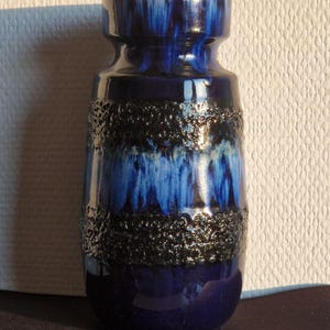 Vintage Scheurich Fat Lava Vase: Cobalt Blue West German Pottery