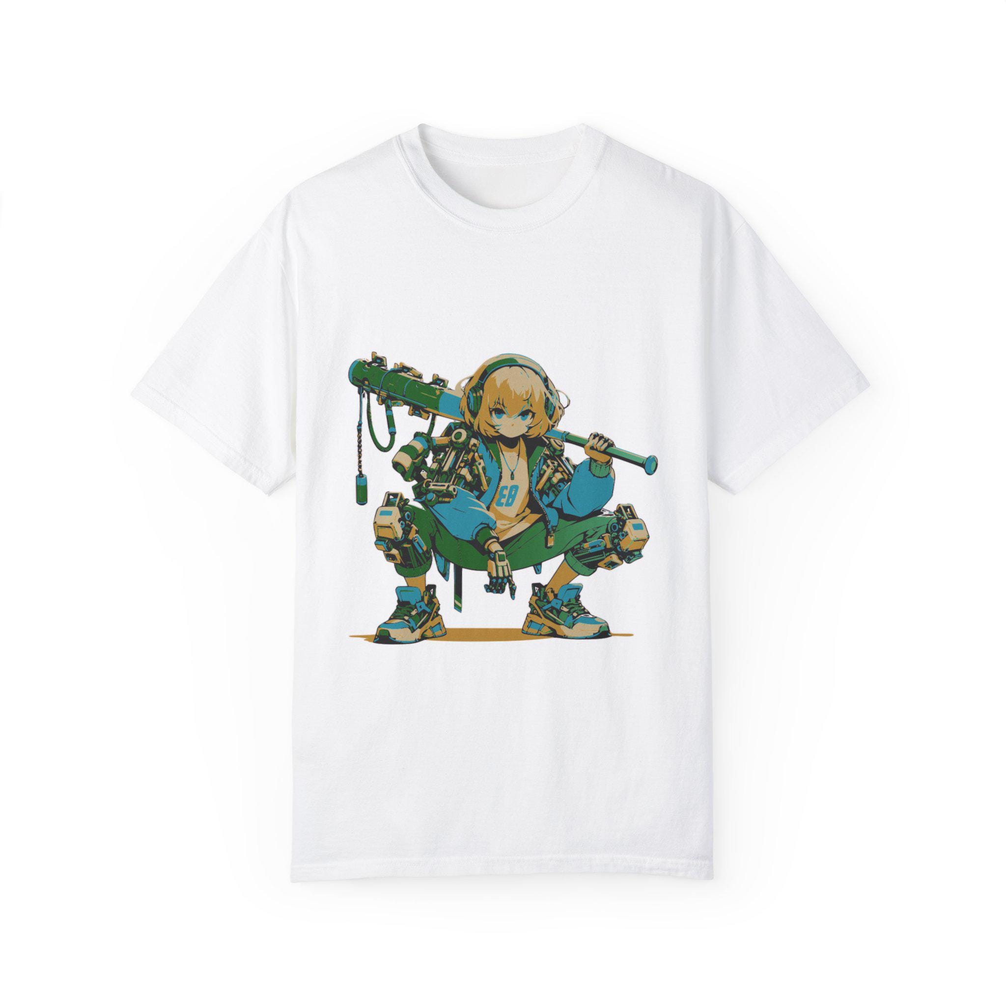 Anime Girl Unisex T-shirt, Tough Manga Female Character Tee, Graphic Tee for Anime Fans, Vintage Style Anime Shirt, Unique Anime Clothing