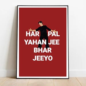 SRK Kal Ho Naa Ho-poster: iconisch Bollywood-citaat (digitale download)