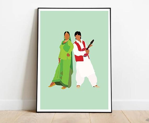 ddlj kajol green dress Mehndi Scene Poster | Bollywood Wedding Art collection:green