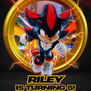Invito per festa di compleanno Shadow Sonic The Hedgehog 3 / Invito digitale modificabile / Modello Canva /