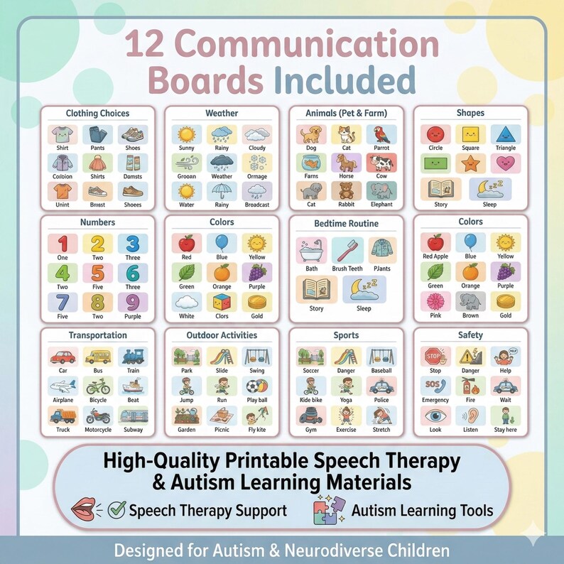 Non Verbal Communication Boards for Autism Printable | AAC ...