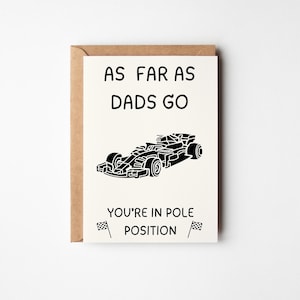 Carte Papa F1 | Carte de fête des pères drôle de course | Anniversaire de papa en pole position | Cadeau Formule 1 sport automobile