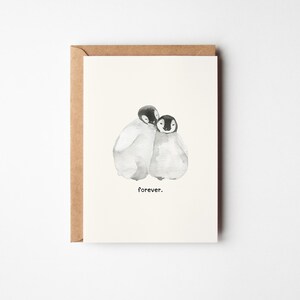 Forever Penguin Anniversary Card – Cute Romantic Love Card for Partner, Husband, Wife, Boyfriend, Girlfriend, Wedding or Valentine’s