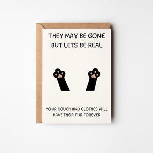 Carte de sympathie pour la perte d'un chat | Carte commémorative drôle d'animal de compagnie | Cadeau de soutien en cas de deuil | Carte de condoléances pour amoureux des chats