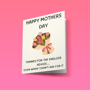 Cartão engraçado para o Dia das Mães // Download digital | Presente sarcástico e fofo de agradecimento à mãe para o Dia das Mães, aniversário ou apenas porque sim