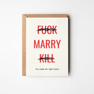 Funny Congratulations Card For Friend - F*ck Marry Kill - Newly Married or Engaged Couple Card, Wedding Card For Him/Her