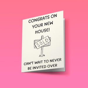 Cartão engraçado de casa nova // Download digital | Presente de inauguração de casa para amigos ou familiares