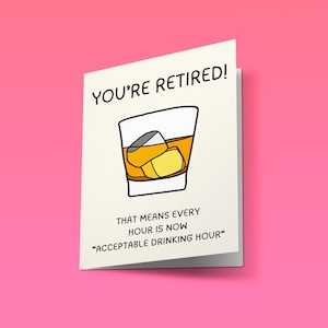 Carte de retraite drôle//Téléchargement numérique | Cadeau de retraite sarcastique pour lui, félicitations à imprimer sur le thème du whisky