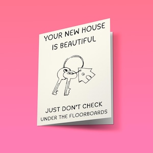 Cartão engraçado de casa nova // Download digital | Presente de inauguração de casa com humor negro para amigos ou familiares