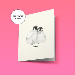 Forever Penguin-verjaardagskaart – afdrukbare liefdeskaart voor partner, echtgenoot, vrouw, vriend, vriendin, bruiloft of Valentijnsdag