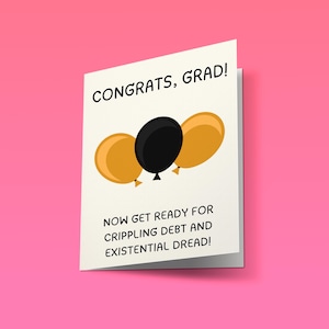 Tarjeta de graduación divertida // Descarga digital / Regalo de graduación sarcástico para graduados de la escuela secundaria o la universidad, tarjeta de felicitación imprimible